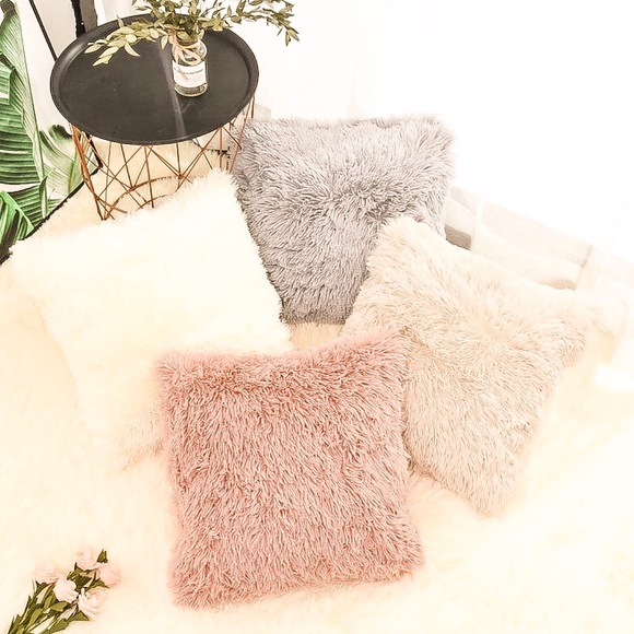 Fuzzy Rose Pink Pillow Cover - Picture 4 of 5